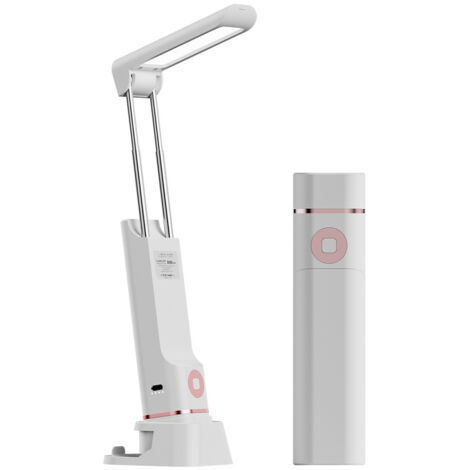 Lampe de bureau LED, sans fil, bras de lampe rétractable dissimulé, réglage de la luminosité sur 3 niveaux, lampe multifonctionnelle, peut être utilisée comme lampe de poche, support de téléphone et b