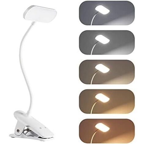 Lampe de Bureau LED sans Fil Rechargeable, Lampe à Clip avec 36 LED, Lampe de Lecture 5 températures de couleur et 5 luminosités, Réglable 360°Flexible, pour Lit, Chevet, Lecture, Étude, Lire