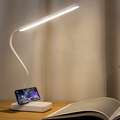 RWOYTHK Lampe de bureau LED sans fil rechargeable par USB 2000 mAh alimentée par batterie, contrle tactile 3 couleurs 6 luminosité réglable, lampe de bureau portable pour enfants lecture étude livre lampe cha