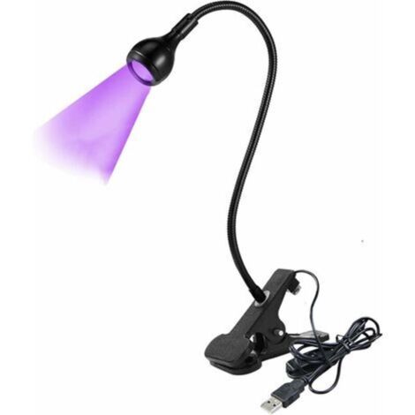 Lampe de bureau LED UV 3 W, col de cygne flexible et pince mini lampe de bureau avec interrupt, lampe de polymérisation portable pour réparation mobile Noir