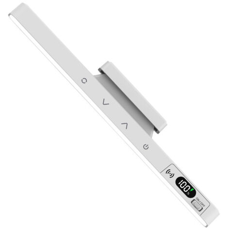 Lampe de bureau magnétique avec protection oculaire, batterie longue durée, design allongé idéal pour chambre étudiante – rechargeable ou secteur, télécommande incluse, affichage numérique de la charg