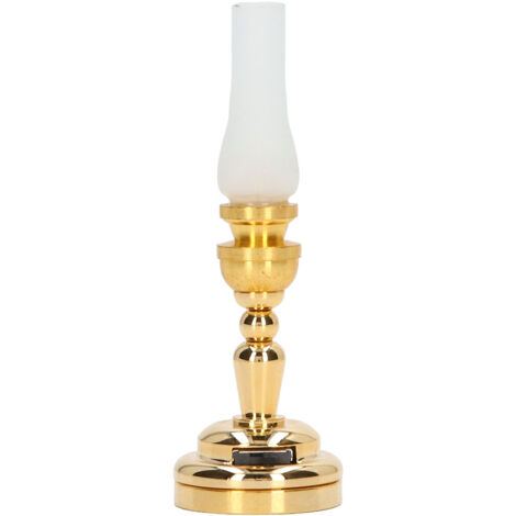 Lampe de Bureau Miniature 1:12 Rétro avec Abat-Jour Givré et LED Réaliste pour Maison de Poupée Décoration