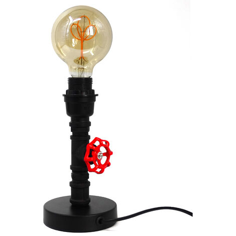 Lampe de bureau moderne Robin métal noir et rouge compatible LED