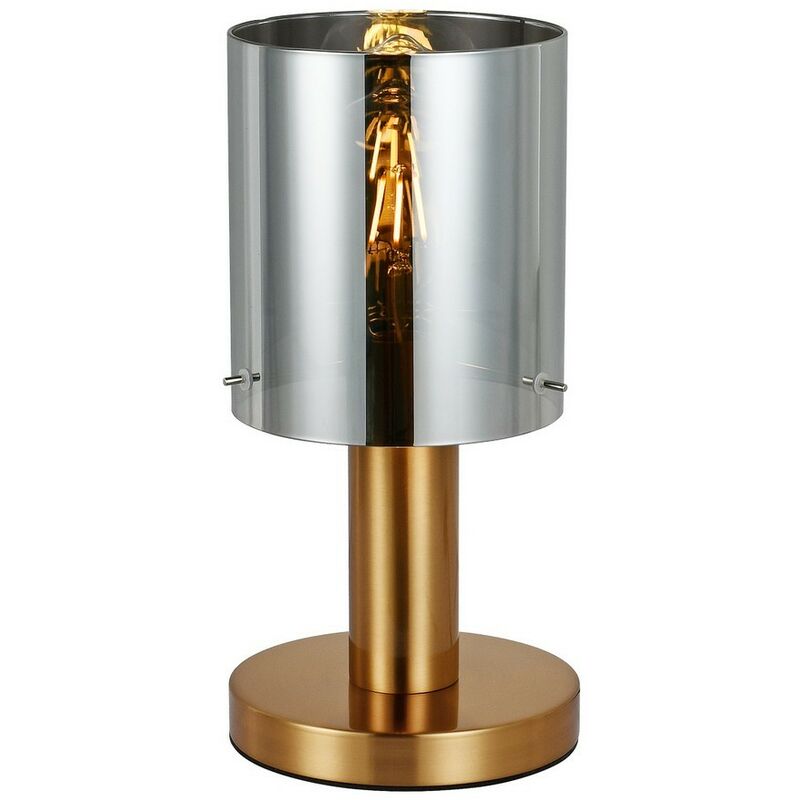Italux Lighting - Italux Sardo - Lampe de table moderne en laiton 1 lumière avec abat-jour fumé, E27