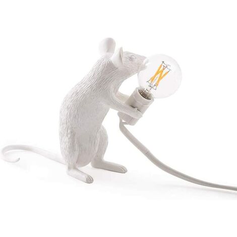 Lampe de bureau Mouse Lampe de bureau en résine créative, lampe de chevet, lampe de lecture, lampe parfaite pour la maison et n'importe quel endroit que vous aimez == résine sur pied, blanche [niveau