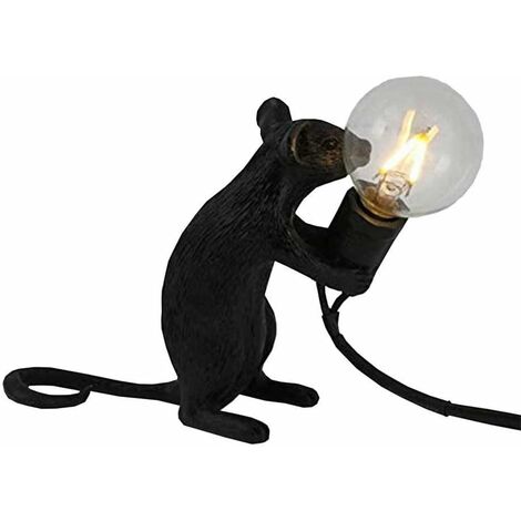 Lampe de bureau Mouse Lampe de bureau en résine créative, lampe de chevet, lampe de lecture, lampe parfaite pour la maison et n'importe quel endroit que vous aimez == résine sur pied, noir [niveau d'é