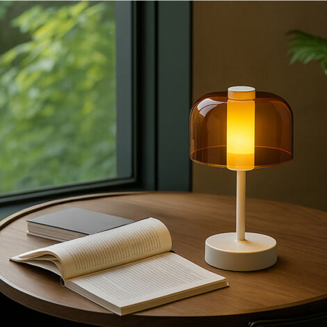 Lampe de bureau nordique moderne et rétro, 3 couleurs de température, lampe de chevet avec fonction mémoire, blanche