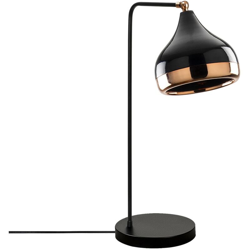 Ozaia - Lampe de Table en Métal Noir et Cuivre, 17x26 cm, Hauteur 52 cm, Pour Bureau ou Table de Chevet