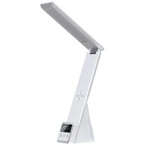 Lampe de bureau pliable multifonction avec charge sans fil, réveil et écran d'heure intelligente.