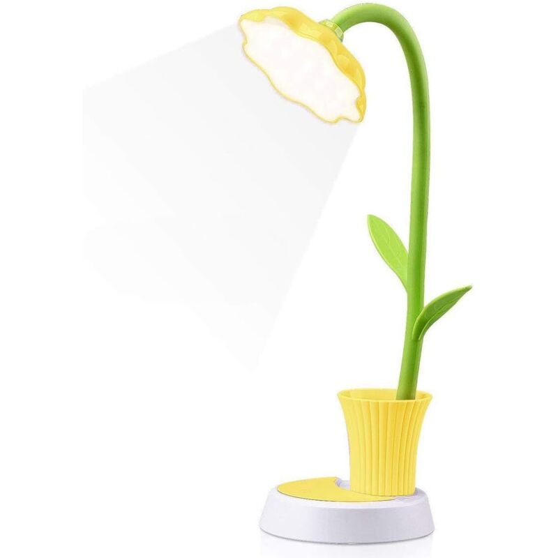 Lampe de bureau pour enfants, lampe de bureau LED, lampe de chevet dimmable avec capteur tactile, lampe de lecture aux yeux avec porte-stylo, lampe