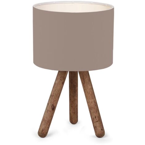 Lampe de bureau preston E27 hauteur 33 cm bois naturel / sable