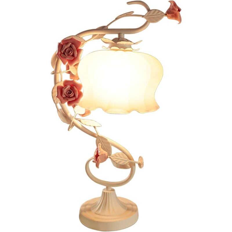 Gojoy - Lampe de bureau rose - Rétro - Blanc - Lampe de table moderne - Veilleuse - Cadeau créatif