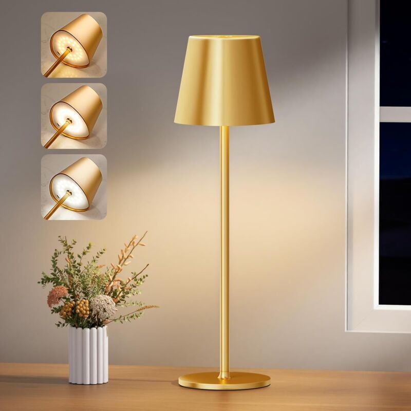 Lampe de bureau sans fil, lampe de bureau à intensité variable, batterie LED avec 3 températures de couleur, gradation continue, bande lumineuse
