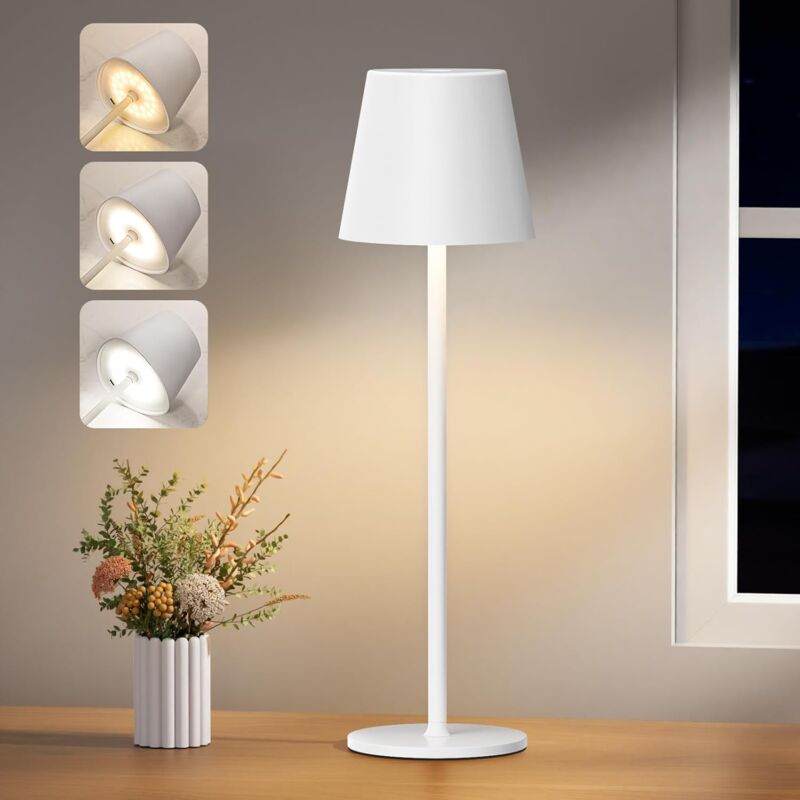 Coocheer - Lampe de bureau sans fil, lampe de bureau à intensité variable, batterie led avec 3 températures de couleur, gradation continue, bande