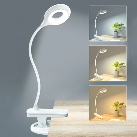 Lampe de bureau sans fil, lampe de table LED rechargeable, lampe de lecture à intensité variable, lampe à pince, veilleuse, 3 températures de couleur