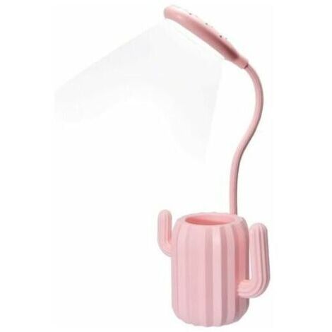 Lampe de Bureau Sans Fil, Lampe de Table Liseuse LED Tactile Luminosité Ajustable avec Pot à Crayon Bureau Décoration Cadeau Originale pour Ado Fille Enfant - Rose