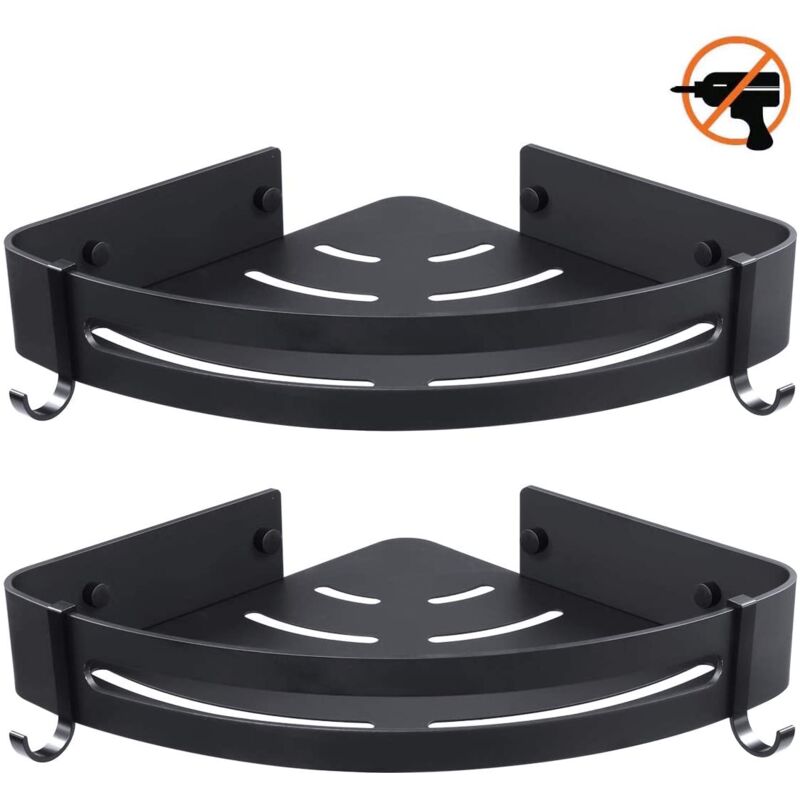 Tagère d'angle douche étagère de douche sans perage étagère de salle de bain peut être utilisée dans la salle de bain, la cuisine, avec 4 crochets