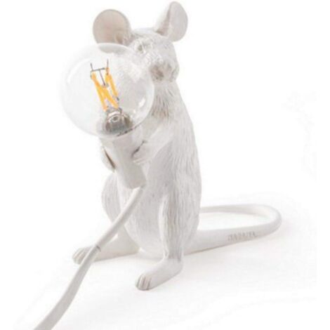 Lampe de bureau souris en résine, style industriel, lampe de table pour chambre ou café, socle (assis)