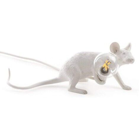 Lampe de bureau souris en résine, style industriel, lampe de table pour chambre ou café, socle (position couchée)