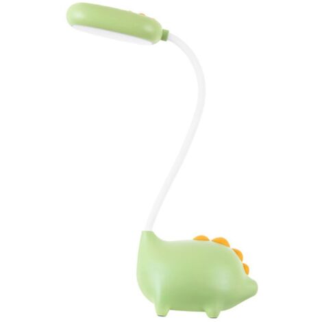 Lampe de bureau tactile USB flexible en forme de dinosaure, lampe de bureau LED à col flexible, luminosité réglable, vert