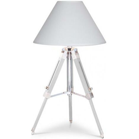 Lampe De Bureau Trepied Abat Jour Blanc Blanc A240032