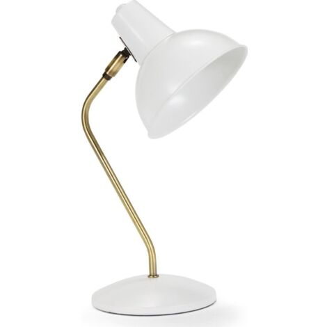 Lampe de bureau vintage blanche style industriel élégant - blanc mat et laiton doré