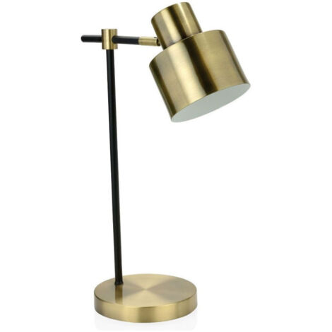 Lampe de Bureau Vintage Métal Noir et Laiton Doré