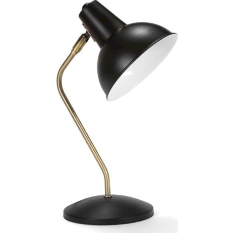 Lampe de bureau vintage métal noir style industriel élégant - noir mat et laiton vieilli