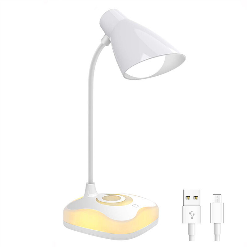 Fitags - Lampe de Bureau,Lampes de Bureau usb Rechargeable Cou Flexible, Protection des Yeux, 3 Niveaux de Luminosité avec Contrôle Tactile, Lampe de