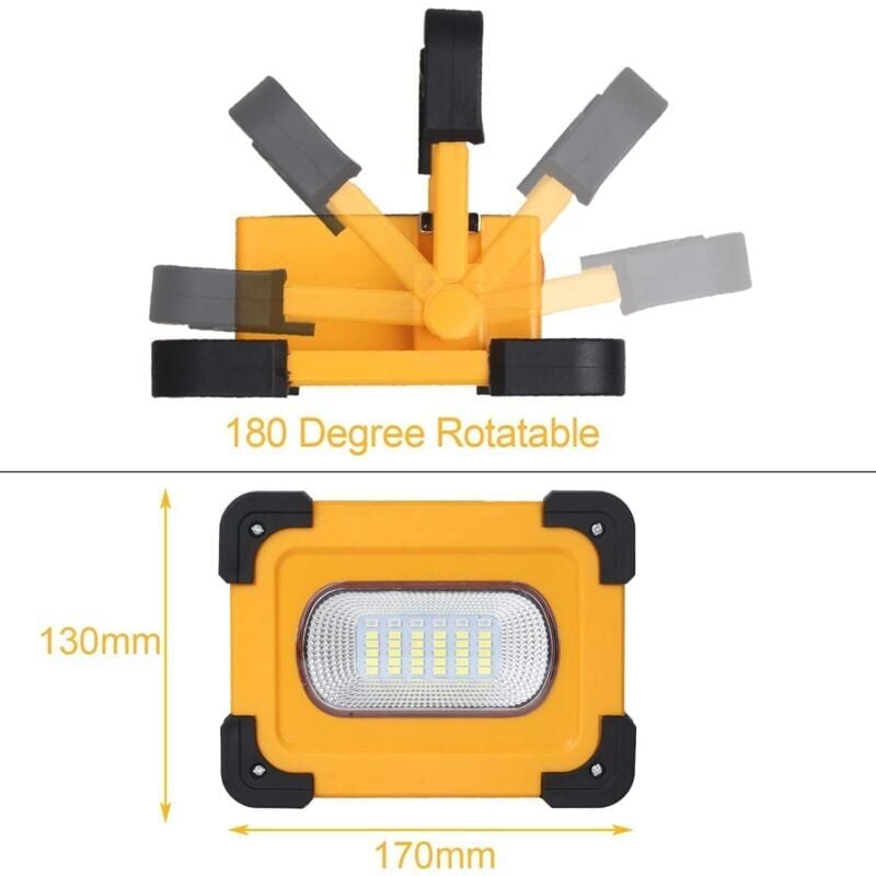 Forehill - Lampe de camping à charge solaire clignotante d'urgence led lampe de camping pliante portable 60W jaune usb + lampe de jardin solaire