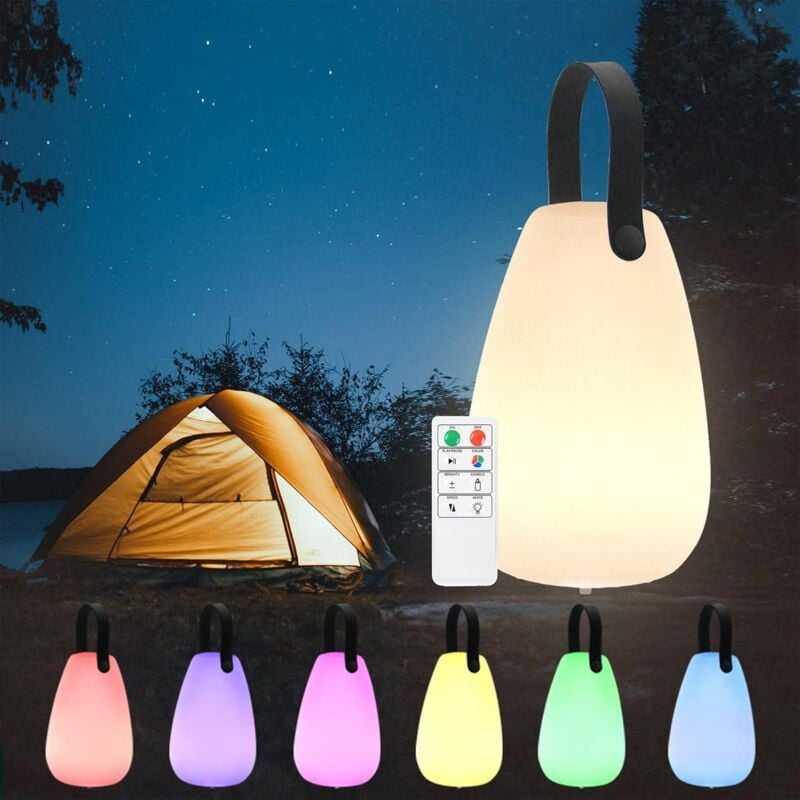 Lampe de camping à led, lampe de chevet portable sans fil avec télécommande, 16 couleurs variables, rechargeable par usb, chambre d'enfant, salon,