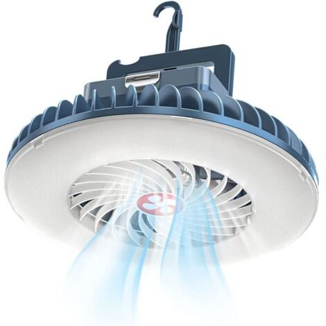 Lampe de camping LED 1 pièce avec ventilateur rechargeable USB, ventilateur de camping avec lumière, lampe de tente lanterne accessoires de camping en plein air