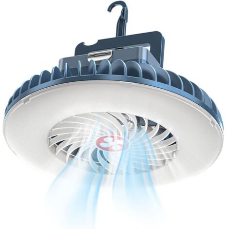 Lampe de camping LED AquaForge (1 unité) avec ventilateur rechargeable USB, lampe de tente, lanterne, accessoires de plein air