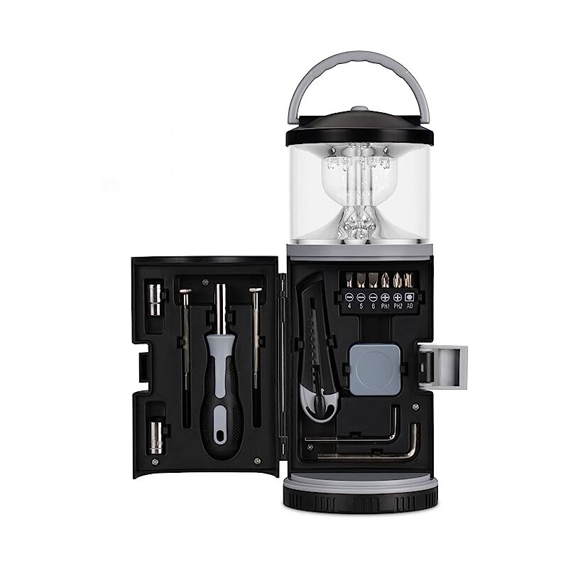 Lampe de camping led avec kit d'outils standard, lampe de secours pour voiture, pêche, panne de courant, lampe de camping avec kit d'outils intégré
