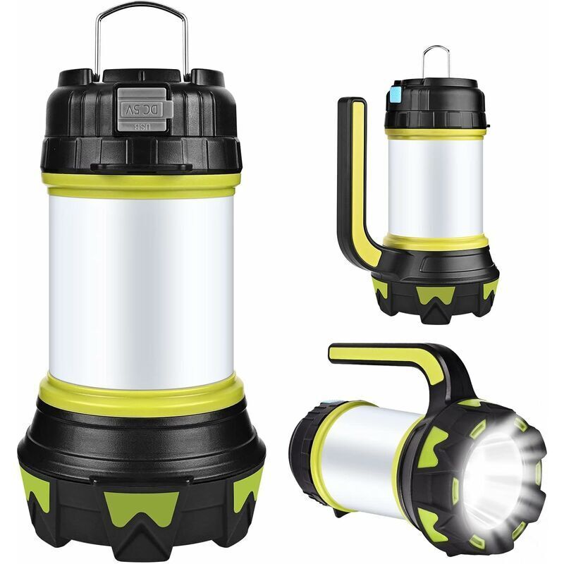 Lampe de camping LED, lampe de camping USB rechargeable à intensité variable, étanche IP68, lampe de camping portable multifonctionnelle avec aimant