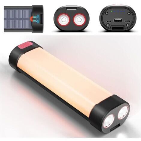 Lampe de camping LED, lanterne de camping rechargeable avec base magnétique, étanche et câble USB