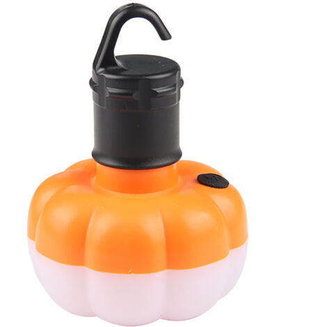 Lampe de Camping LED Portative en Forme de Citrouille pour Tente Extérieure (Orange avec Crochet)