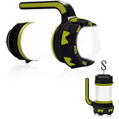 Lampe de camping LED rechargeable, lanterne de camping ultra puissante IPX5 étanche pour la pêche de nuit, la chasse, la randonnée, le garage, l'éclairage de secours (câble USB inclus)