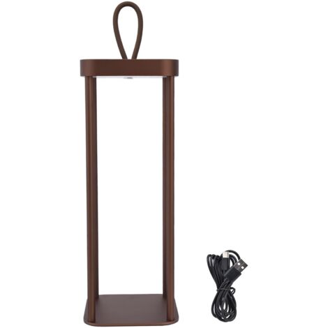 Lampe de Camping LED Rechargeable USB, 2 Niveaux de Luminosité, Longue Autonomie, Perles Lumineuses, Marron