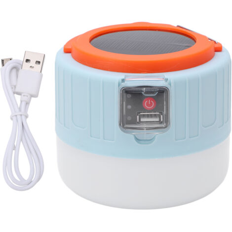 Lampe de Camping LED Solaire Multifonction, pour Tente, Marché Nocturne, Urgence - Couleur Orange et Bleu