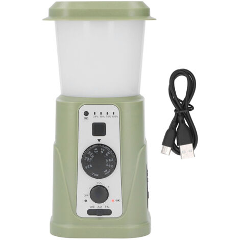 Lampe de Camping Manuelle à Manivelle, Solaire avec Indicateur LED IPX3, Imperméable et Rechargeable, Lumière Extérieure Verte Version US 5000mAh