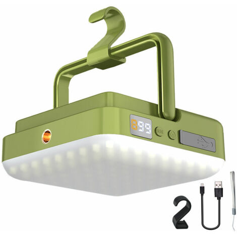 Lampe de camping multifonction à LED d'extéri de grande capacité pour éclairage de nuit d'urgence, double charge et quatre modes d'éclairage à intensité variable, étanche IPX5 (vert)