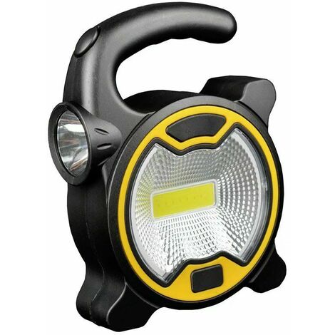 Lampe de camping multifonctionnelle avec fonction de lampe de poche Lampe de camping à LED Lampe de travail COB portable, type de batterie jaune