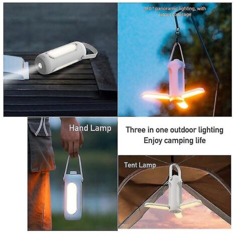 Lampe de camping portable USB pliable, lampe LED à intensité variable pour la randonnée et la pêche.