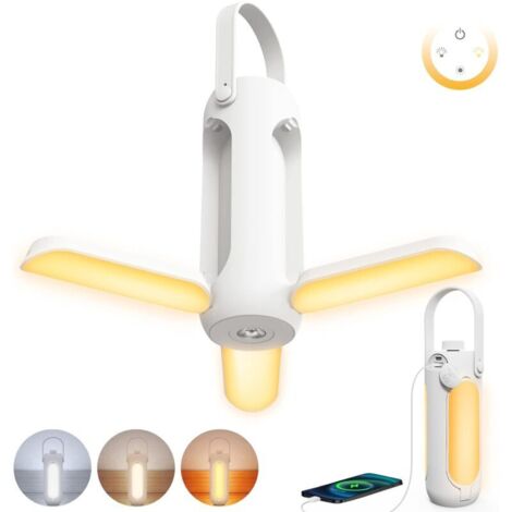Lampe de Camping Rechargeable, 10000mAh LED Lanterne Camping avec 3 Modes d'Éclairage Réglables pour Tentes, Accessoires de Camping pour Randonnée Pique-nique ou Coupure de Courant, Blanc