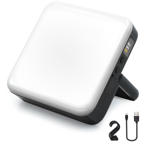 Lampe de Camping Rechargeable 8000mAh - Lumière LED Portable avec Batterie Externe, Base Magnétique, Compatible Trépied pour Randonnée, Pêche, Urgence (Noir)