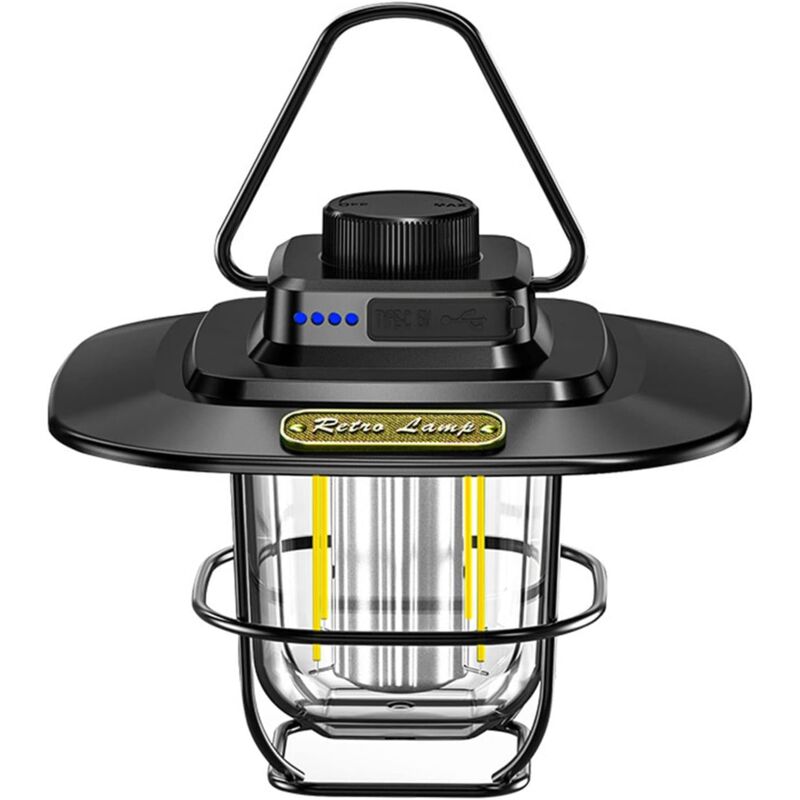 Sjqka - Lampe de camping rechargeable ,Rechargeable Retro Horselight Camp Light led Camp Light,2000mah,noir