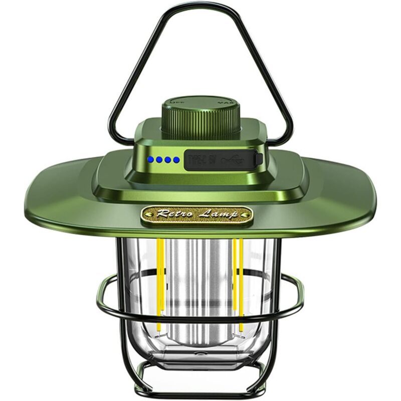 Sjqka - Lampe de camping rechargeable ,Rechargeable Retro Horselight Camp Light led Camp Light,2000mah,vert foncé