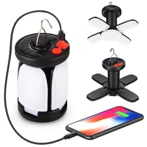 Lampe de Camping Rechargeable - TEHIYOL - 6Modes d\'Eclairage - Collapsible Design - Solar USB - IPX4
