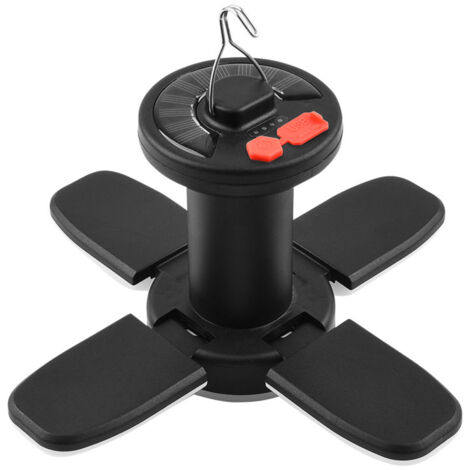 Lampe de Camping Solaire avec Sortie USB Pliable 4 Pales Lampe de Tente Extérieure avec Crochet Lumière d'Urgence pour la Nuit 6 Modes d'Éclairage - KZQ